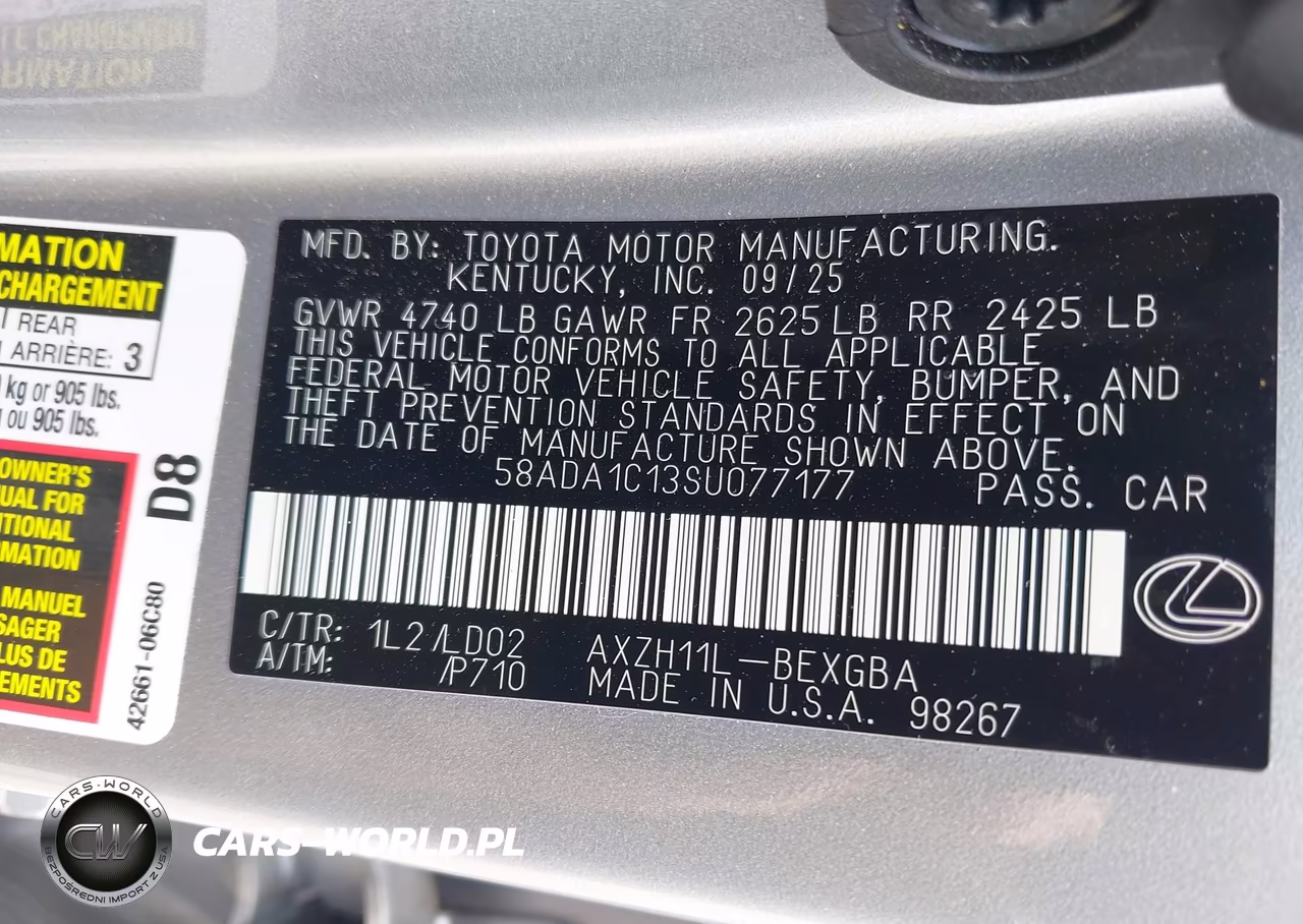 2025 Lexus Es 300H VIN:58ADA1C13SU077177 - 9