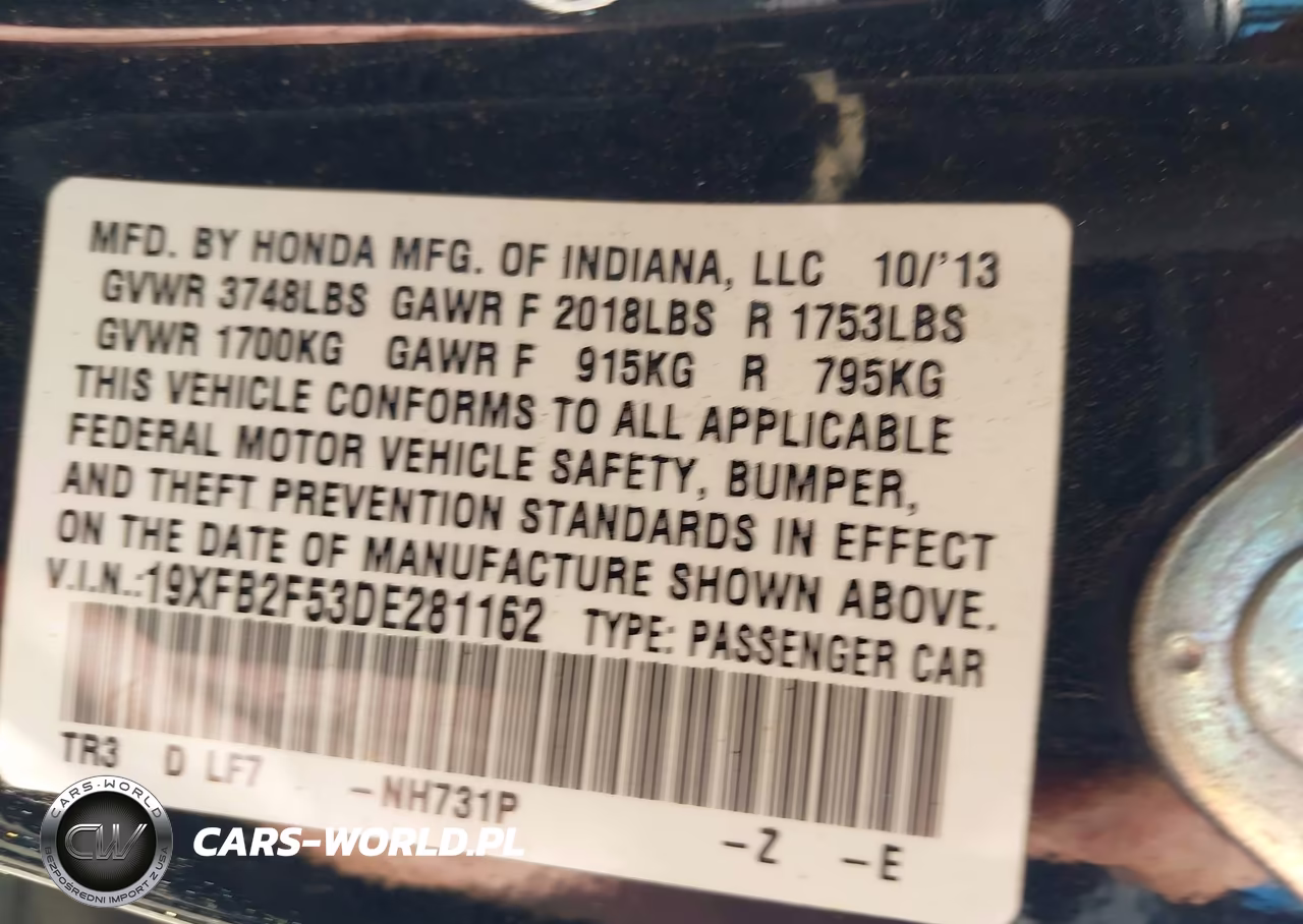 2013 Honda Civic Lx VIN:19XFB2F53DE281162 - 9