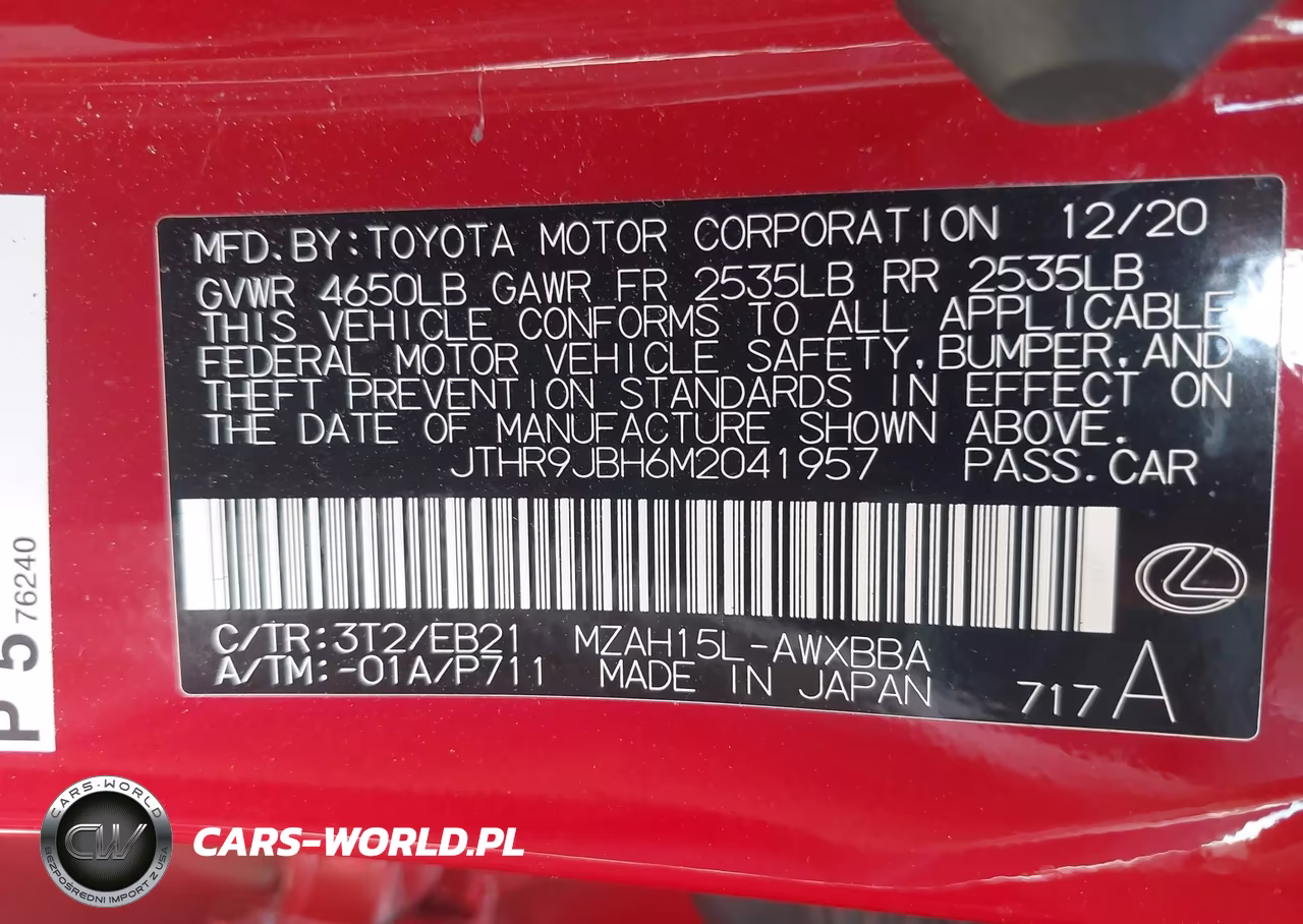2021 Lexus Ux 250H F Sport VIN:JTHR9JBH6M2041957 - 9