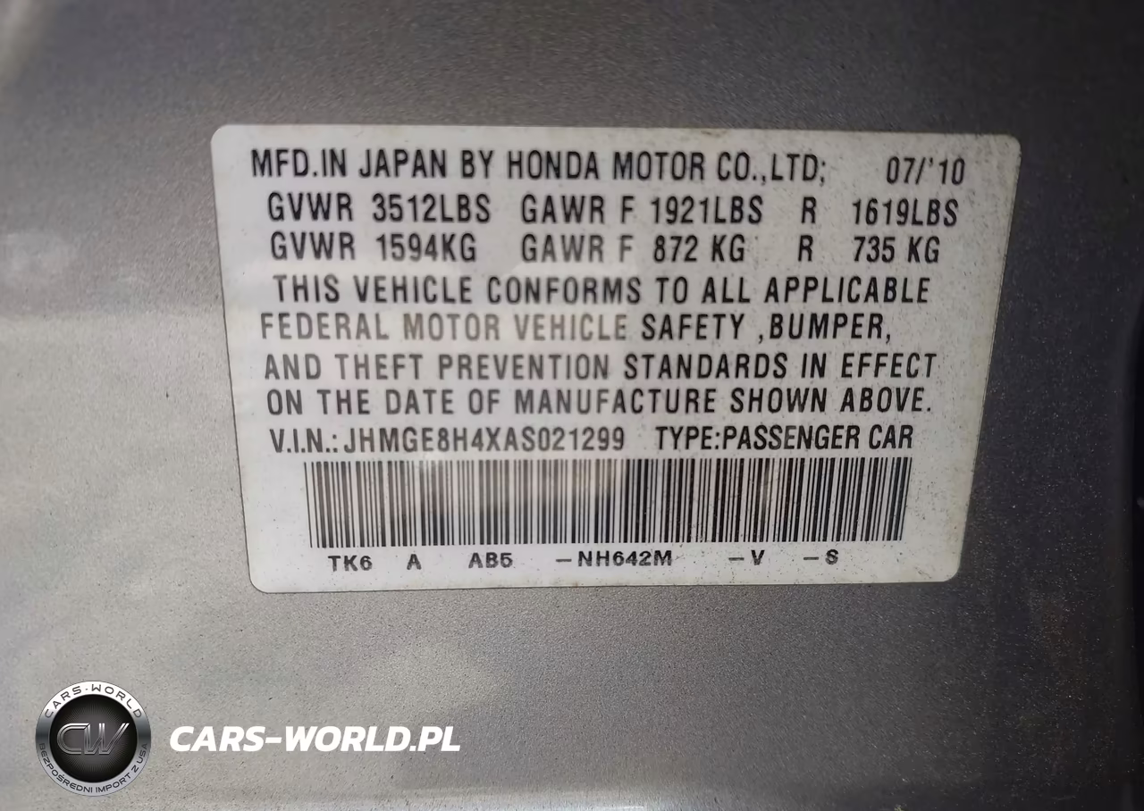 2010 Honda Fit Sport VIN:JHMGE8H4XAS021299 - 9