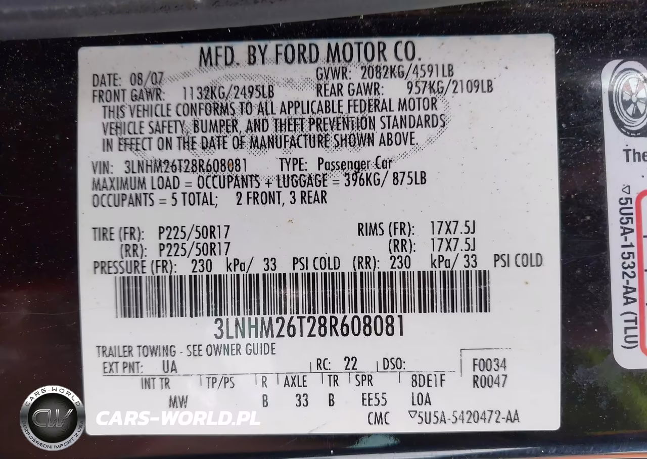 2008 Lincoln Mkz VIN:3LNHM26T28R608081 - 9