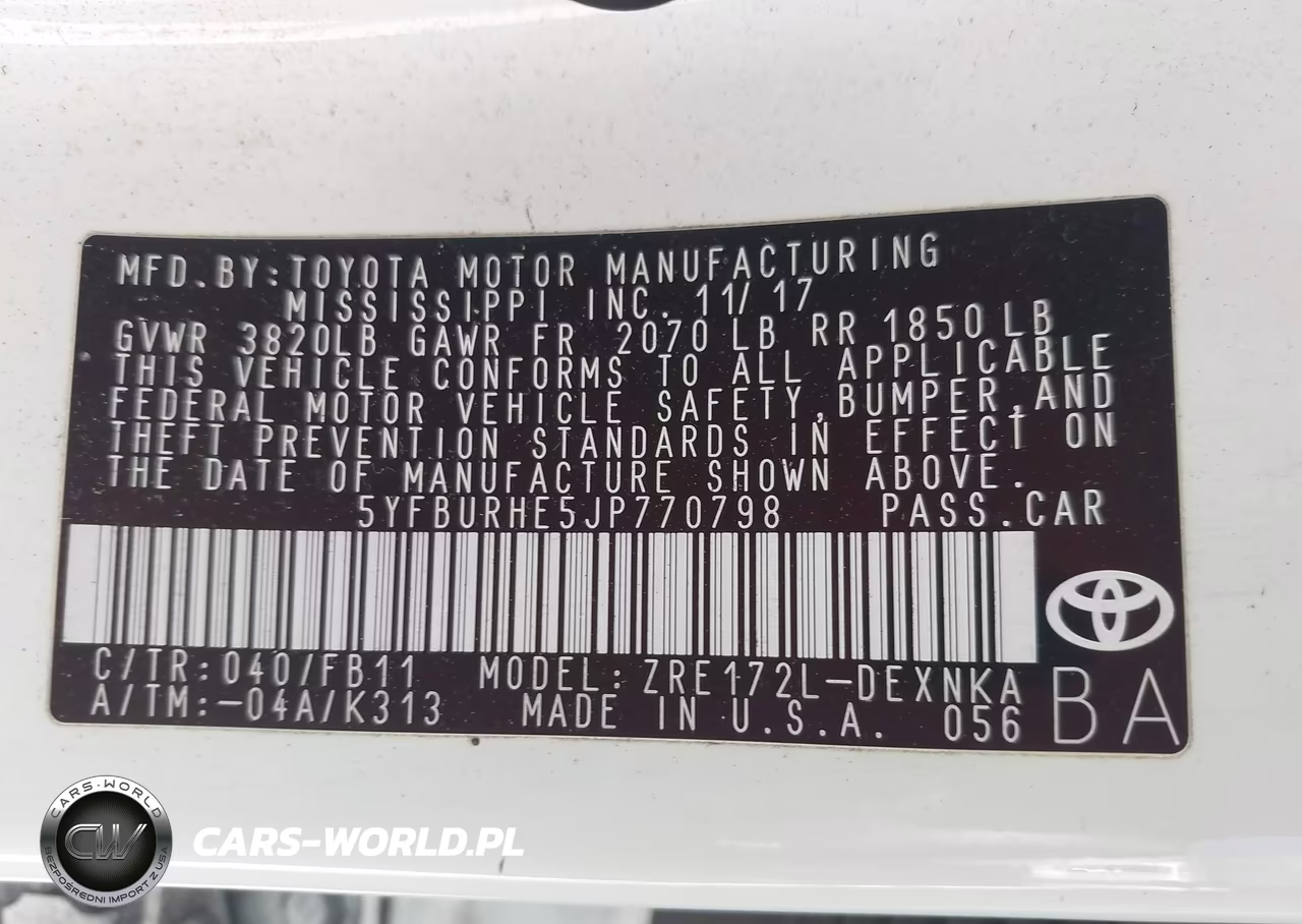 2018 Toyota Corolla Le VIN:5YFBURHE5JP770798 - 9