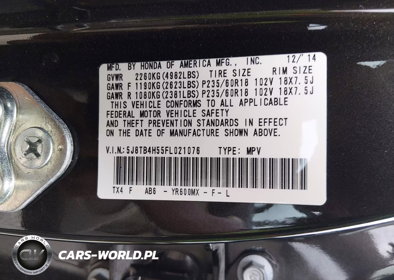 2015 Acura Rdx VIN:5J8TB4H55FL021076 - 9
