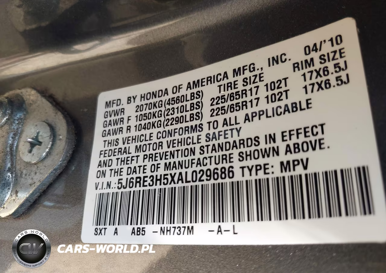 2010 Honda Cr-V Ex VIN:5J6RE3H5XAL029686 - 9