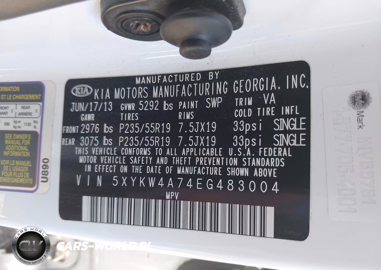 2014 Kia Sorento Limited V6 VIN:5XYKW4A74EG483004 - 9