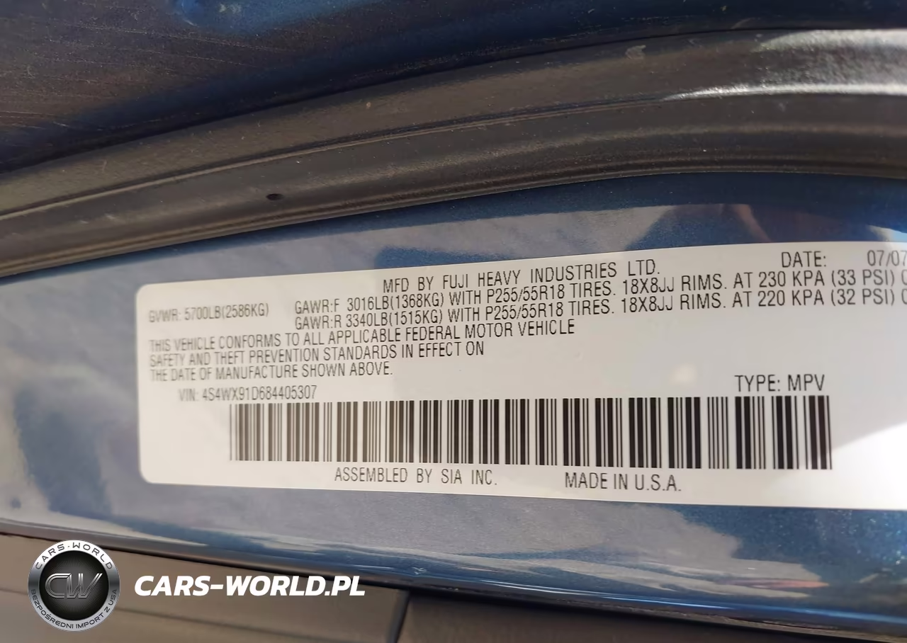2008 Subaru Tribeca Base 5-Passenger VIN:4S4WX91D684405307 - 9