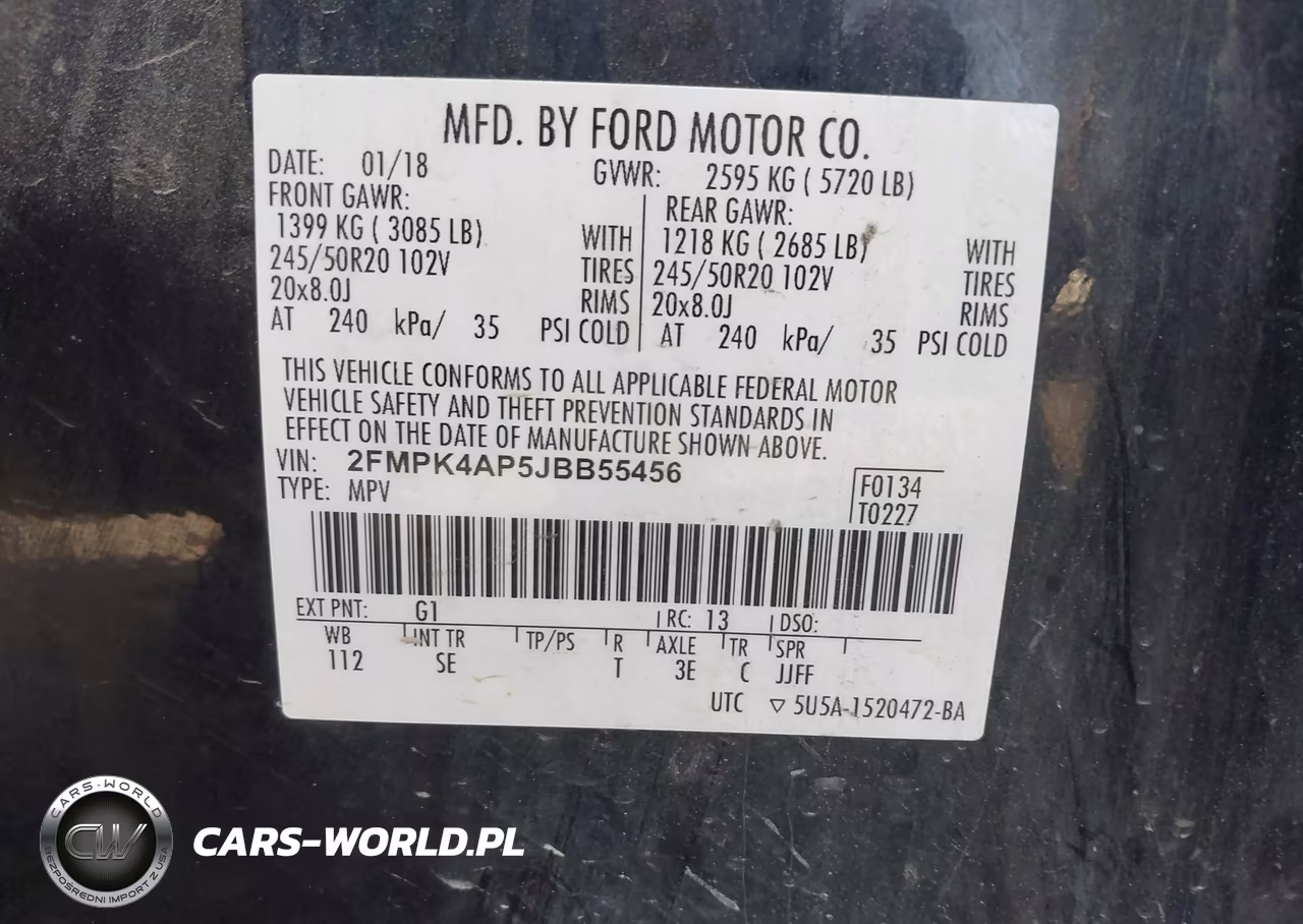 2018 Ford Edge Sport VIN:2FMPK4AP5JBB55456 - 9