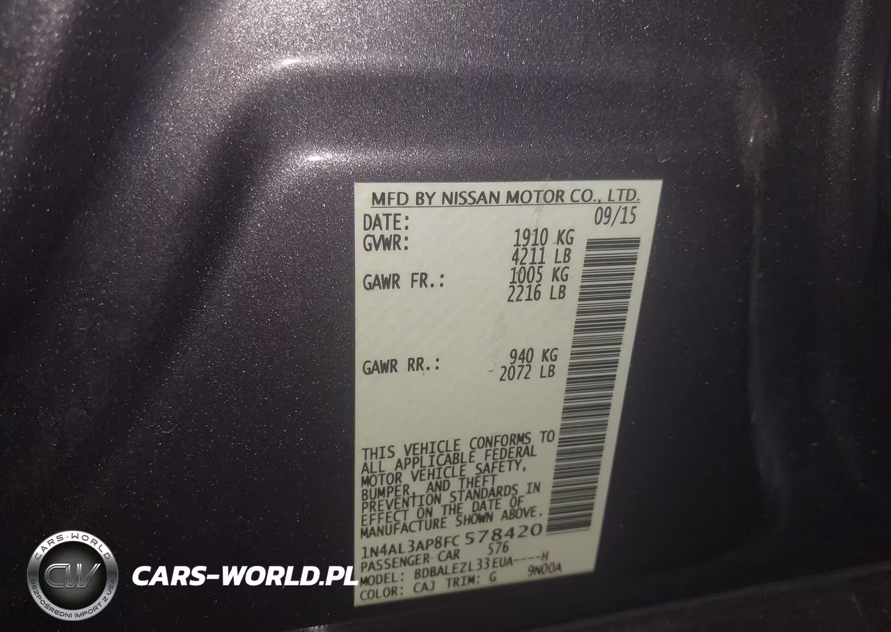 2015 Nissan Altima 2.5 S VIN:1N4AL3AP8FC578420 - 9