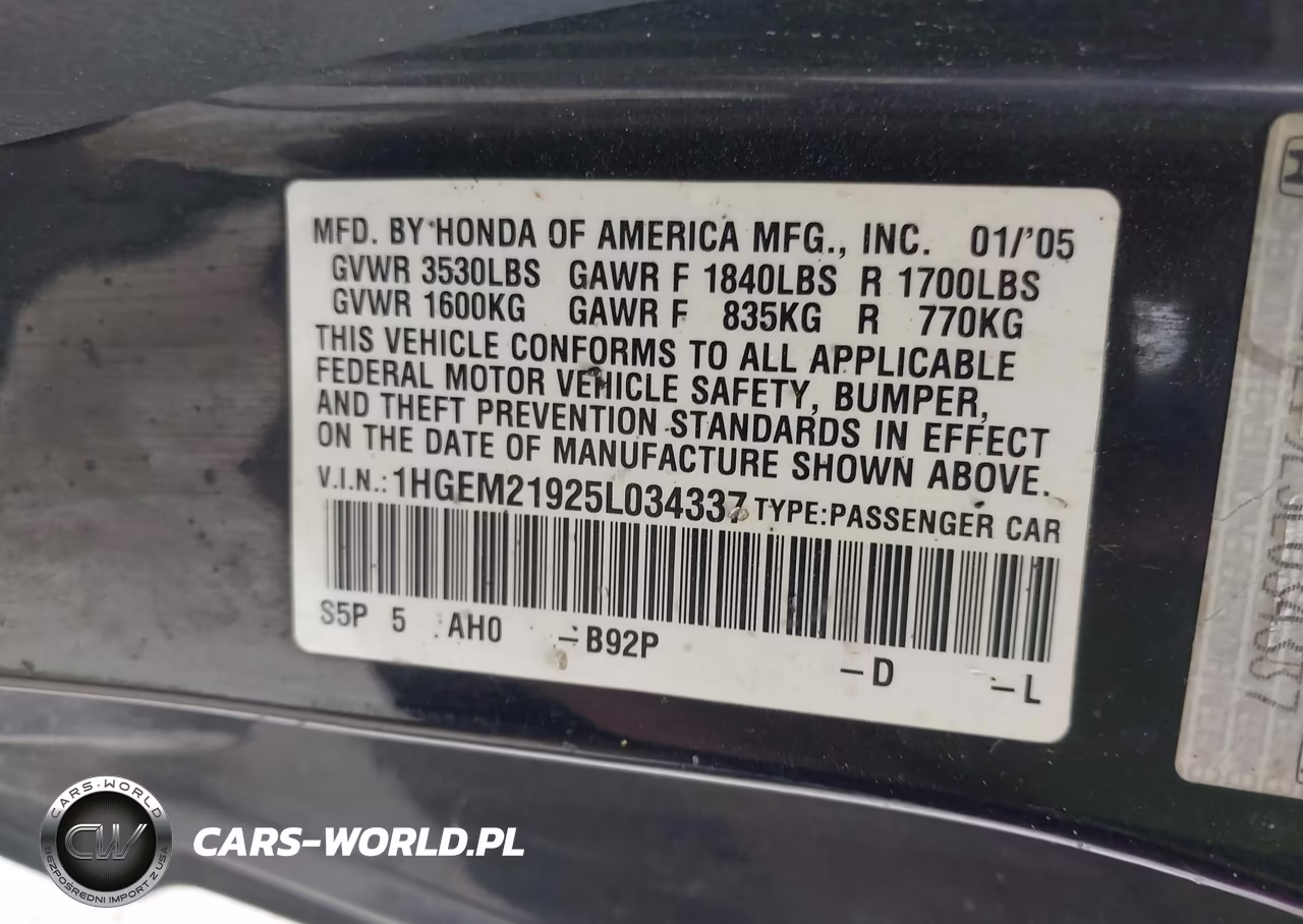 2005 Honda Civic Ex VIN:1HGEM21925L034337 - 9