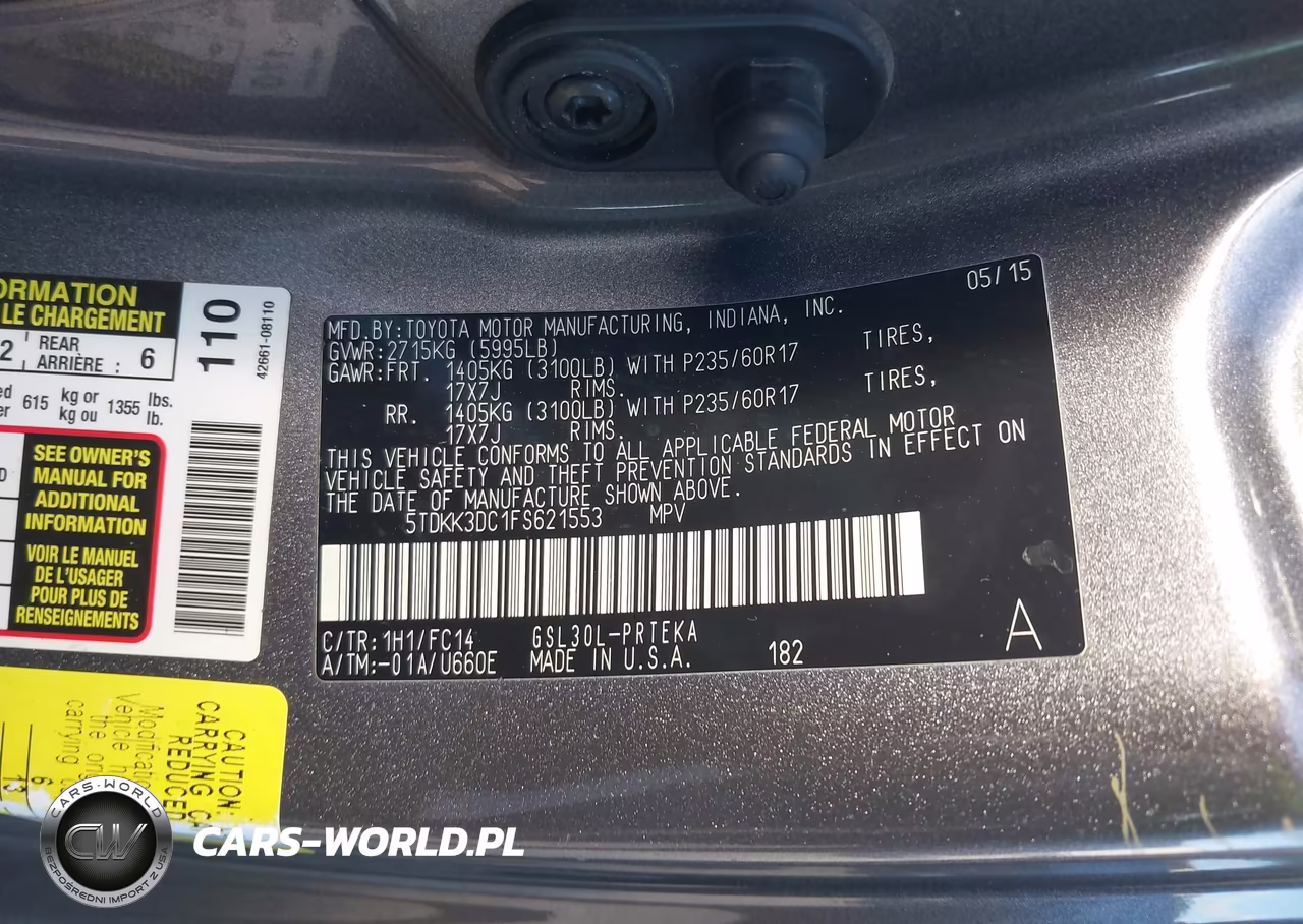 2015 Toyota Sienna Le 8 Passenger VIN:5TDKK3DC1FS621553 - 9