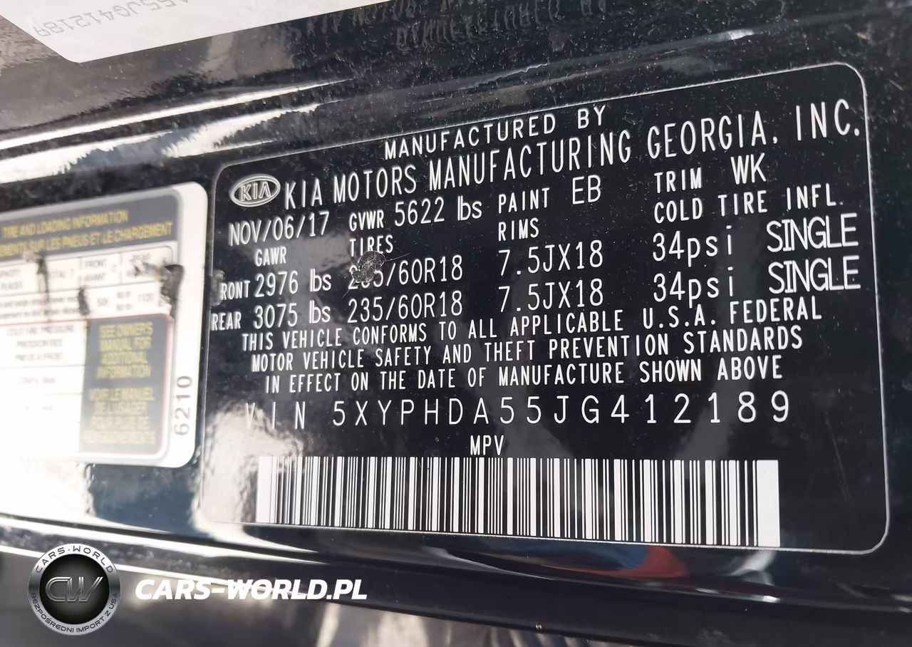 2018 Kia Sorento 3.3L Ex VIN:5XYPHDA55JG412189 - 9