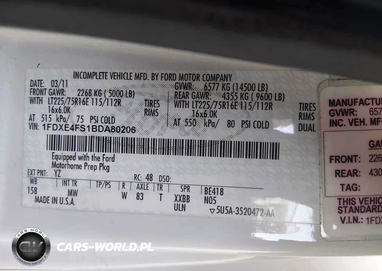 2011 Ford E-450 Cutaway VIN:1FDXE4FS1BDA80206 - 9