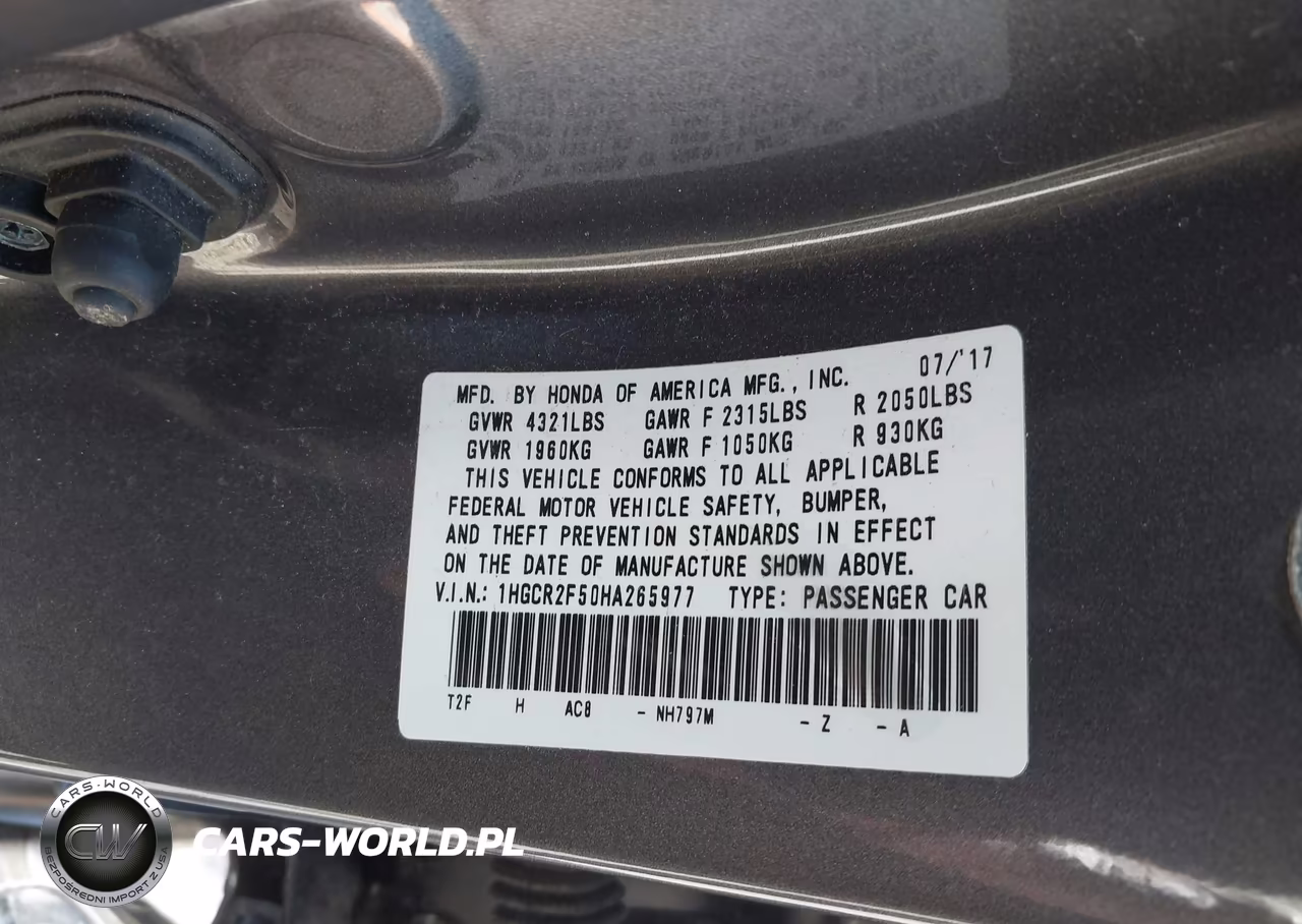 2017 Honda Accord Sport VIN:1HGCR2F50HA265977 - 9