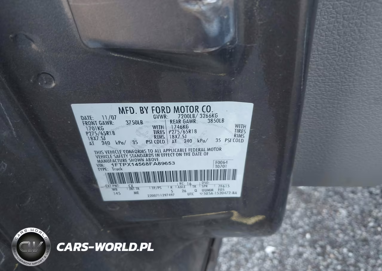 2008 Ford F-150 Fx4-Lariat-Xl-Xlt VIN:1FTPX14568FA89653 - 9