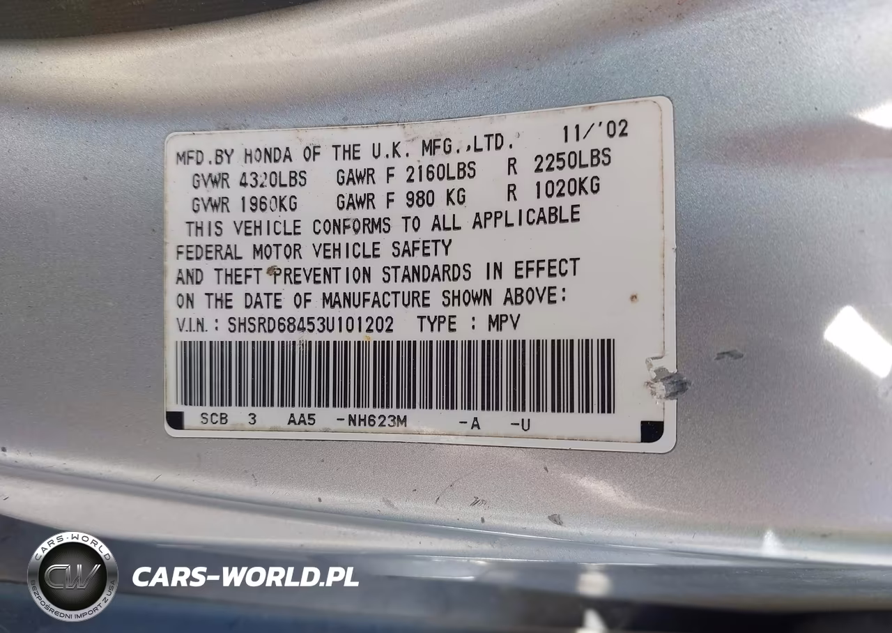 2003 Honda Cr-V Lx VIN:SHSRD68453U101202 - 9