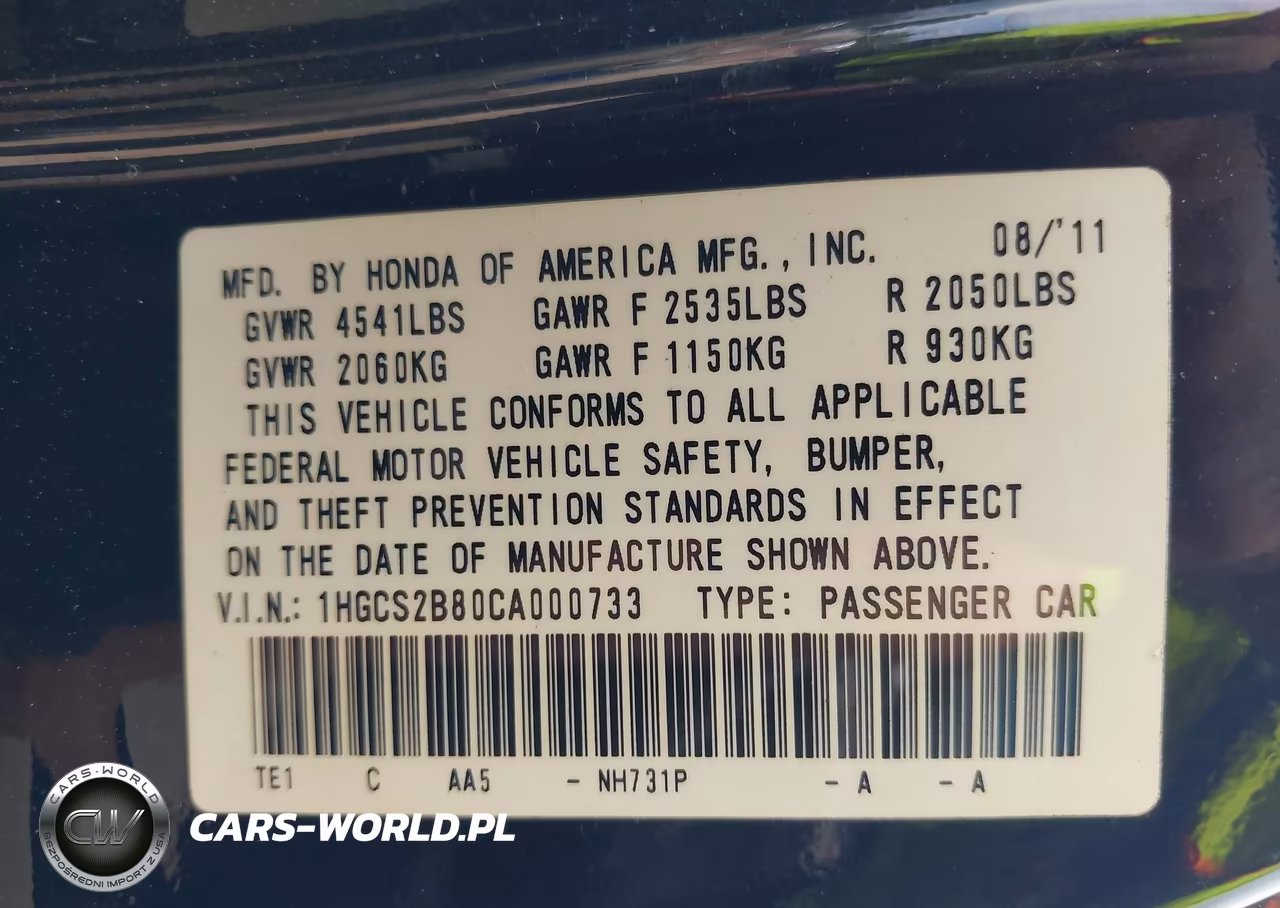 2012 Honda Accord 3.5 Ex-L VIN:1HGCS2B80CA000733 - 9