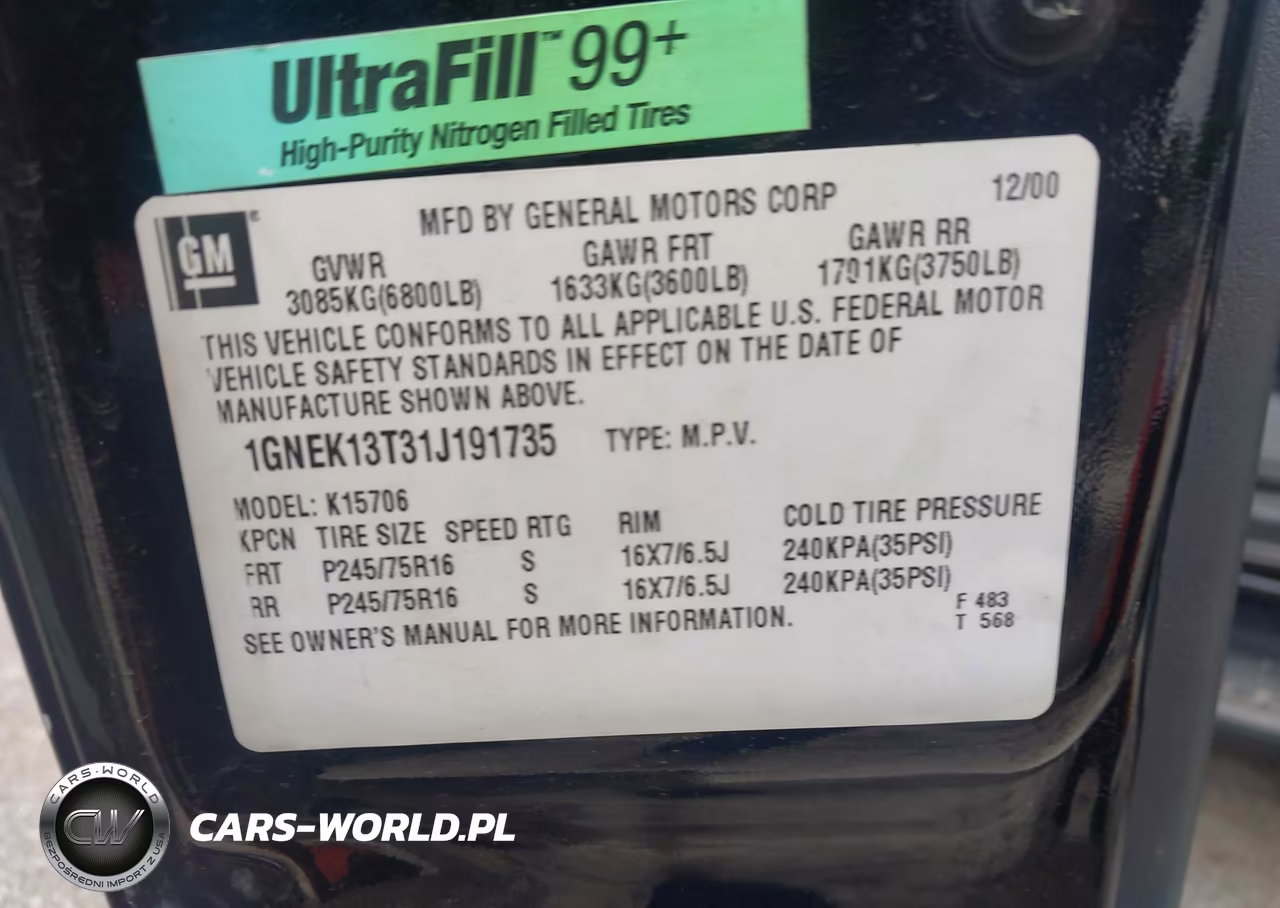 2001 Chevrolet Tahoe Ls VIN:1GNEK13T31J191735 - 9