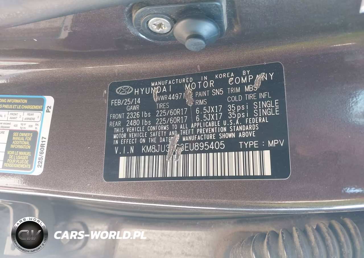 2014 Hyundai Tucson Se VIN:KM8JU3AG3EU895405 - 9