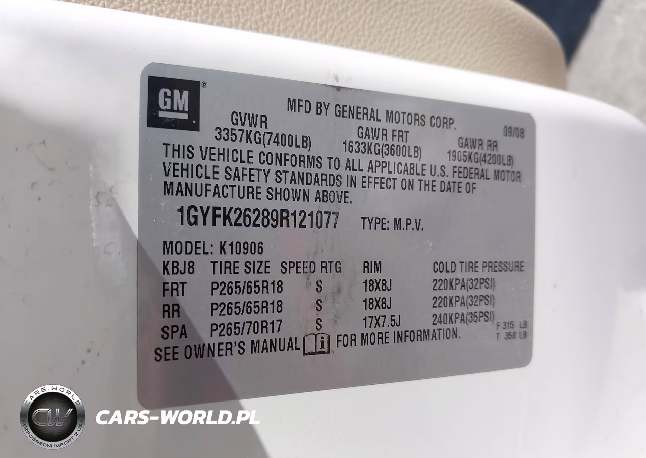2009 Cadillac Escalade Esv Standard VIN:1GYFK26289R121077 - 9