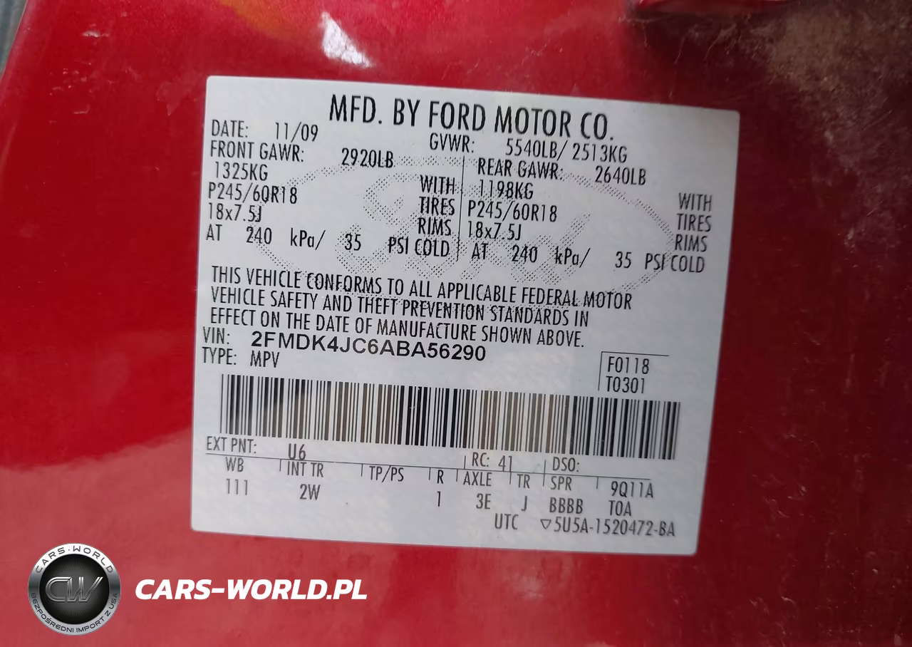 2010 Ford Edge Sel VIN:2FMDK4JC6ABA56290 - 9