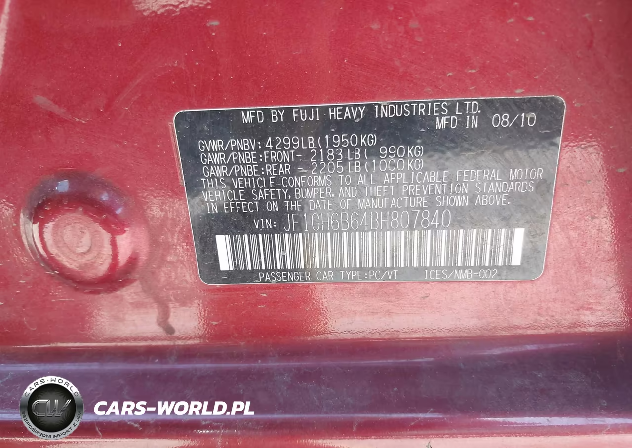 2011 Subaru Impreza 2.5I Premium VIN:JF1GH6B64BH807840 - 9