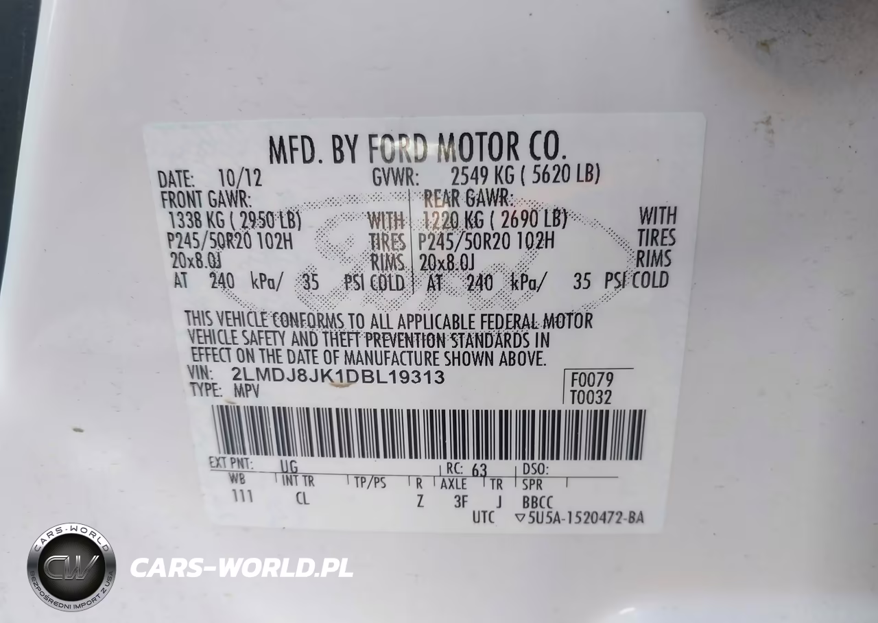 2013 Lincoln Mkx VIN:2LMDJ8JK1DBL19313 - 9