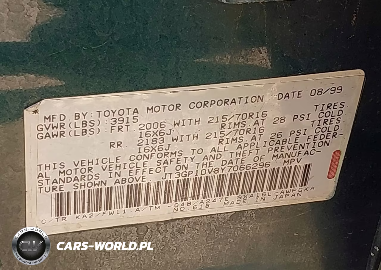 2000 Toyota Rav4 VIN:JT3GP10V8Y7066296 - 9