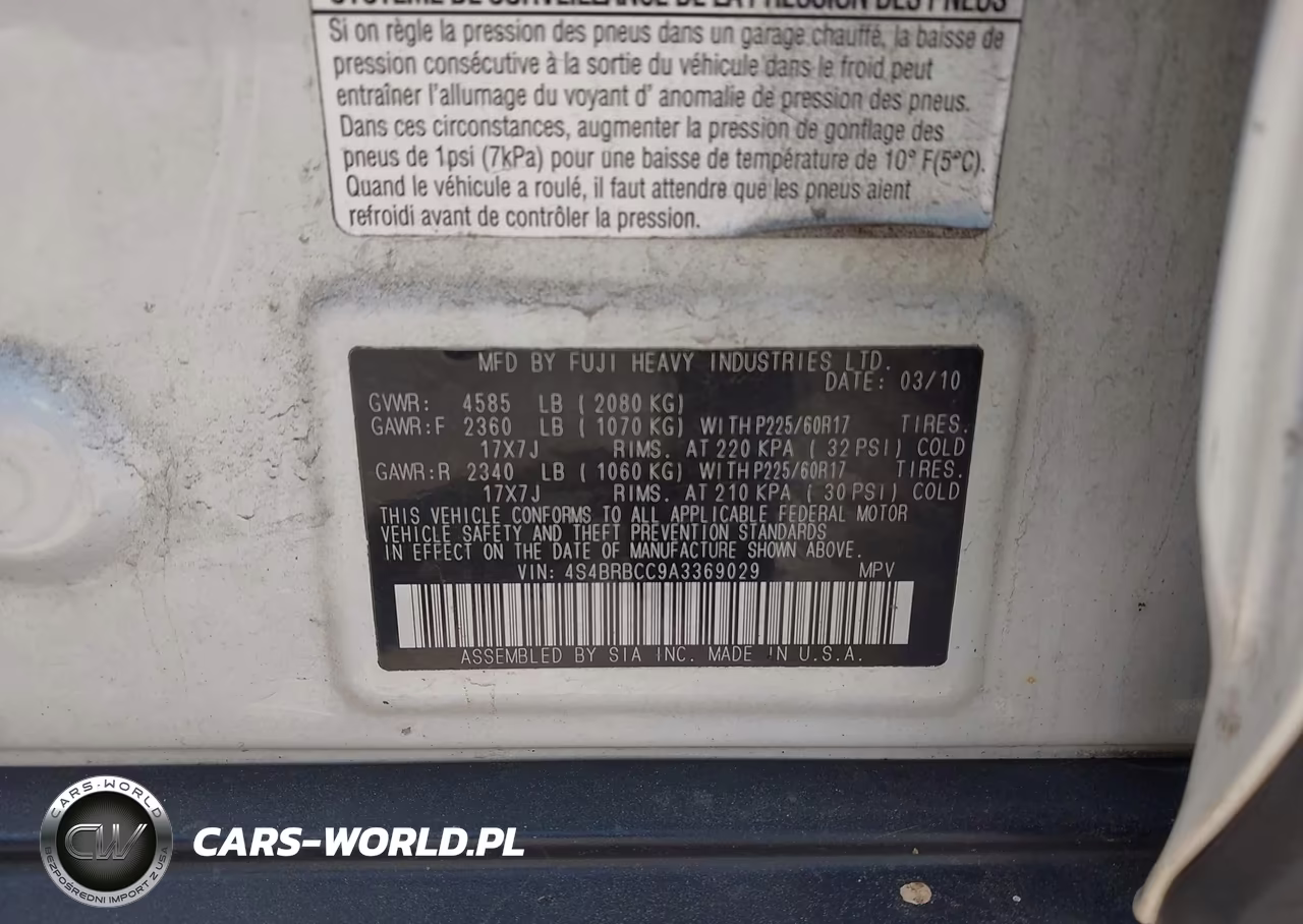 2010 Subaru Outback 2.5I Premium VIN:4S4BRBCC9A3369029 - 9