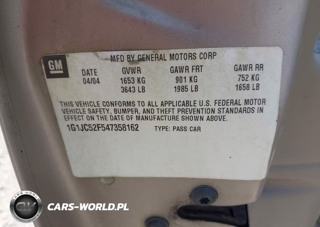 2004 Chevrolet Cavalier VIN:1G1JC52F547358162 - 9