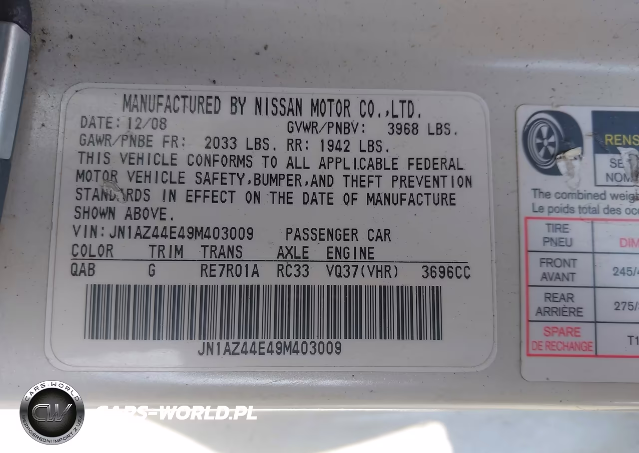 2009 Nissan 370Z Touring VIN:JN1AZ44E49M403009 - 9