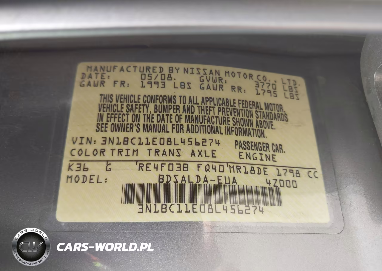 2008 Nissan Versa 1.8 S VIN:3N1BC11E08L456274 - 9