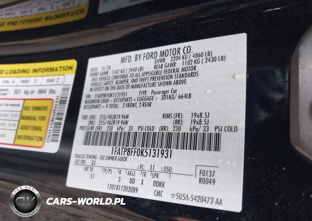 2019 Ford Mustang Gt Premium VIN:1FATP8FF0K5131931 - 9
