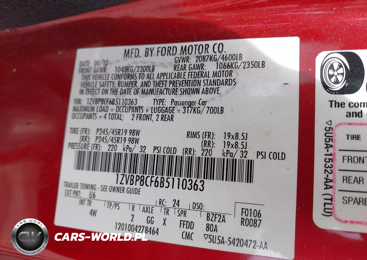 2011 Ford Mustang Gt Premium VIN:1ZVBP8CF6B5110363 - 9