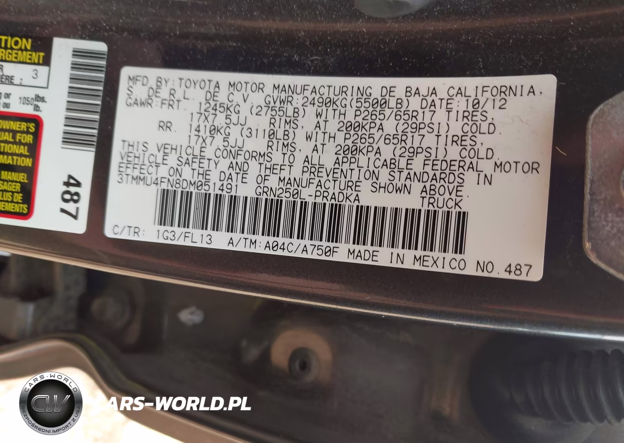 2013 Toyota Tacoma Base V6 VIN:3TMMU4FN8DM051491 - 7