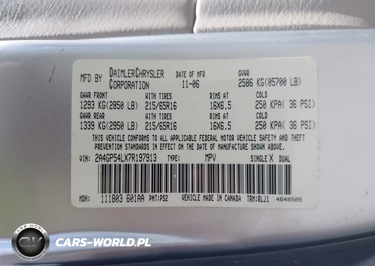 2007 Chrysler Town & Country Touring VIN:2A4GP54LX7R197913 - 9