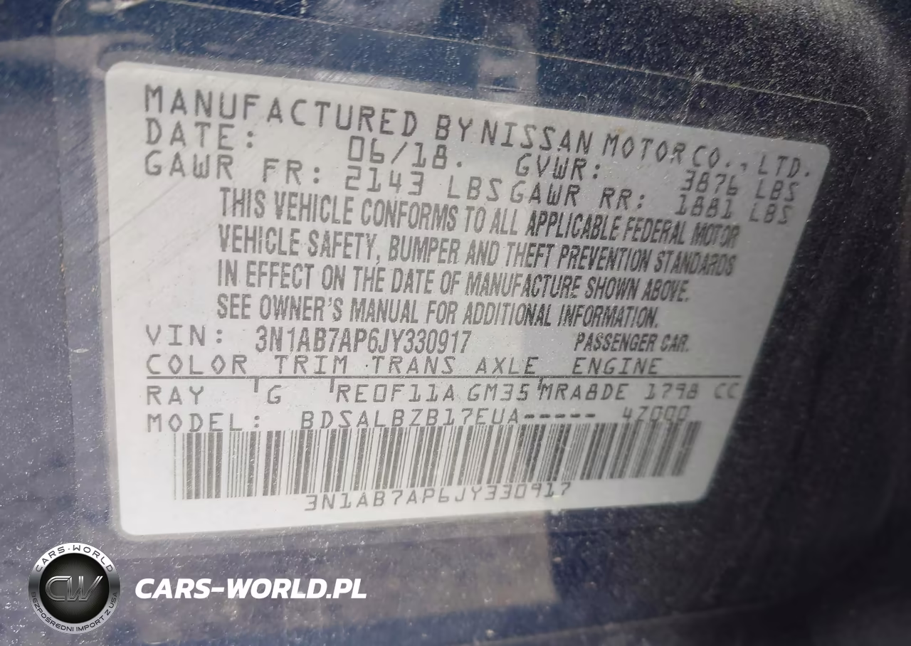 2018 Nissan Sentra S VIN:3N1AB7AP6JY330917 - 9