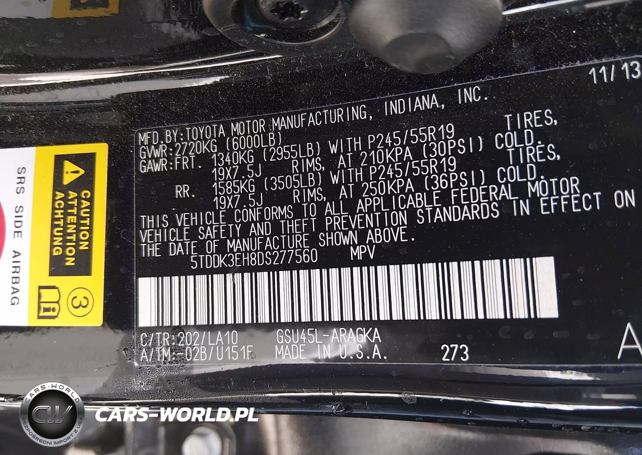 2013 Toyota Highlander Limited V6 VIN:5TDDK3EH8DS277560 - 9