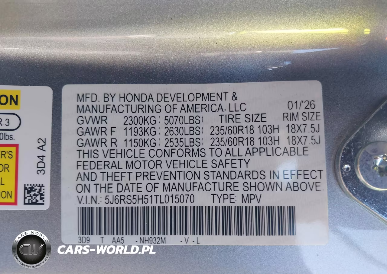 2026 Honda Cr-V Hybrid 2Wd Sport VIN:5J6RS5H51TL015070 - 9