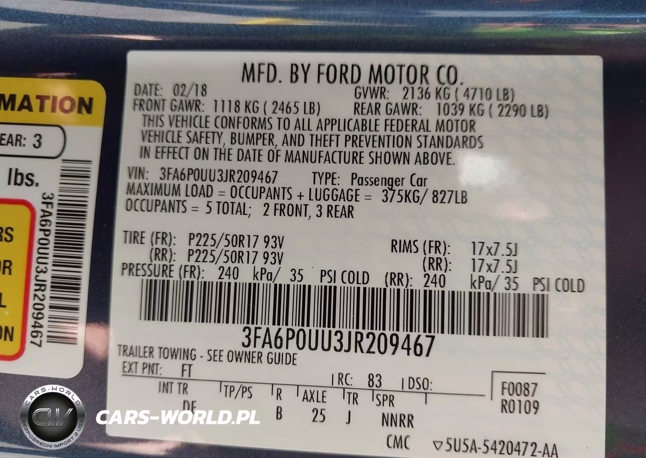 2018 Ford Fusion Hybrid S VIN:3FA6P0UU3JR209467 - 9
