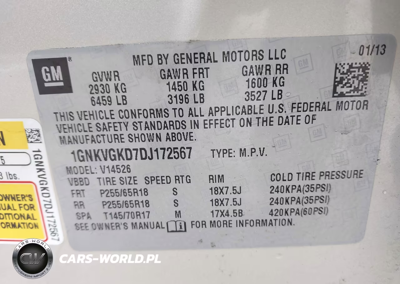 2013 Chevrolet Traverse Lt VIN:1GNKVGKD7DJ172567 - 9