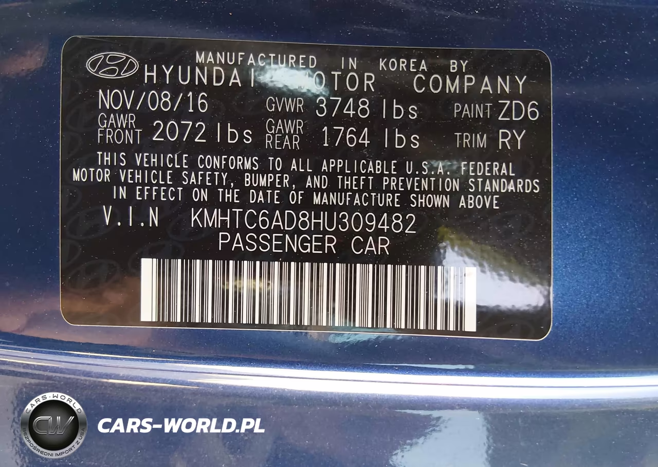 2017 Hyundai Veloster VIN:KMHTC6AD8HU309482 - 9