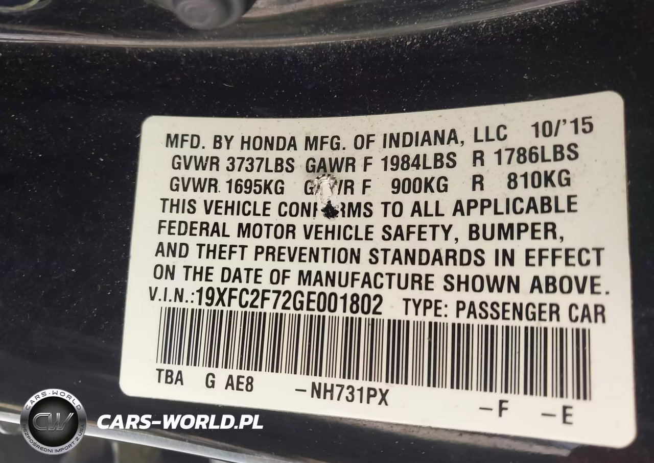 2016 Honda Civic Ex VIN:19XFC2F72GE001802 - 9