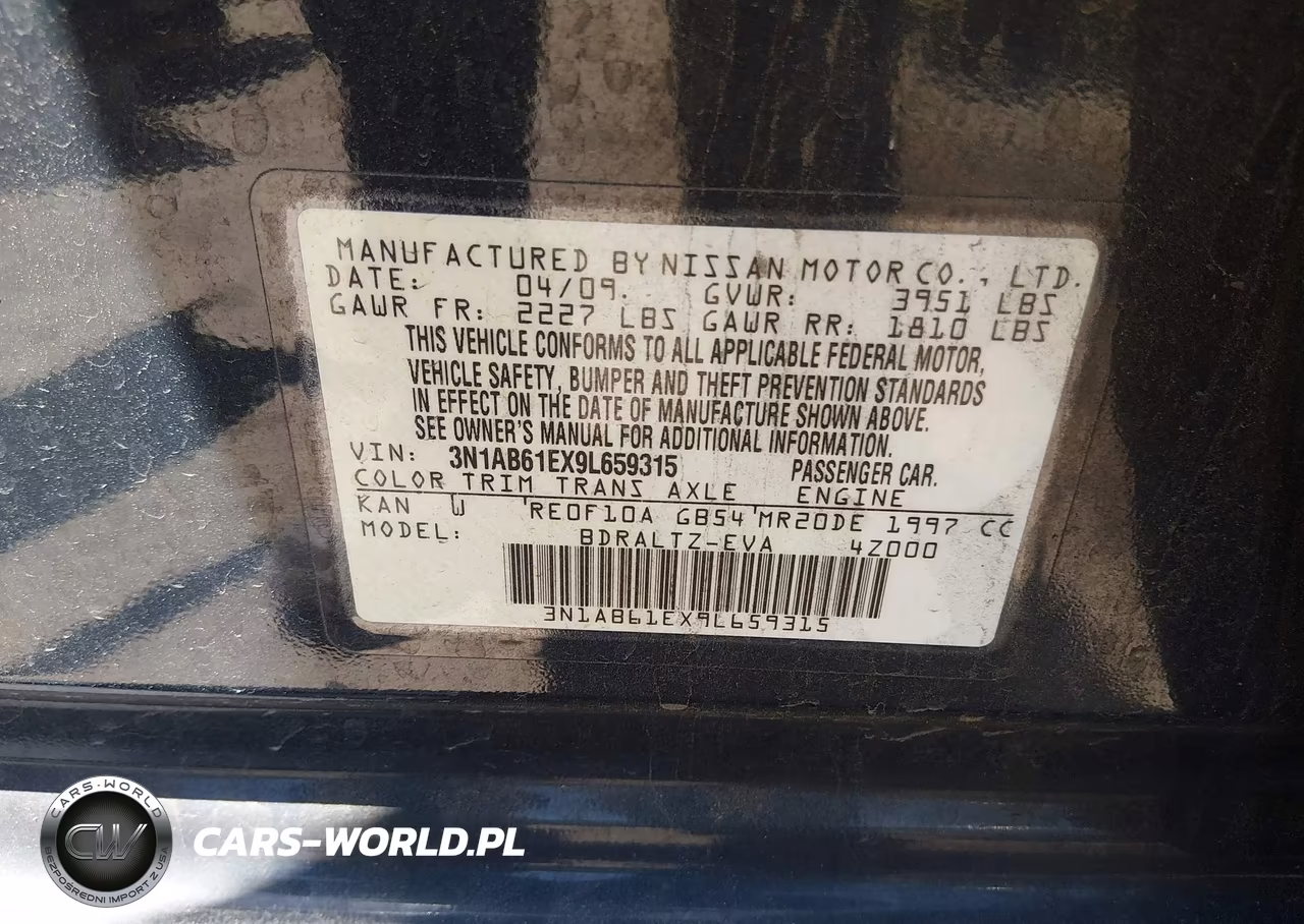 2009 Nissan Sentra 2.0Sr VIN:3N1AB61EX9L659315 - 9