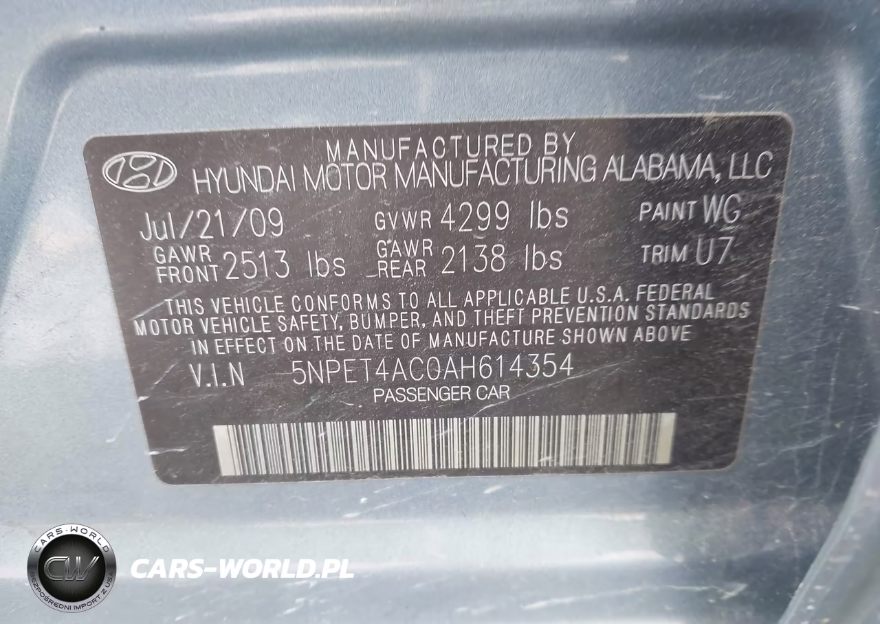 2010 Hyundai Sonata Gls VIN:5NPET4AC0AH614354 - 9