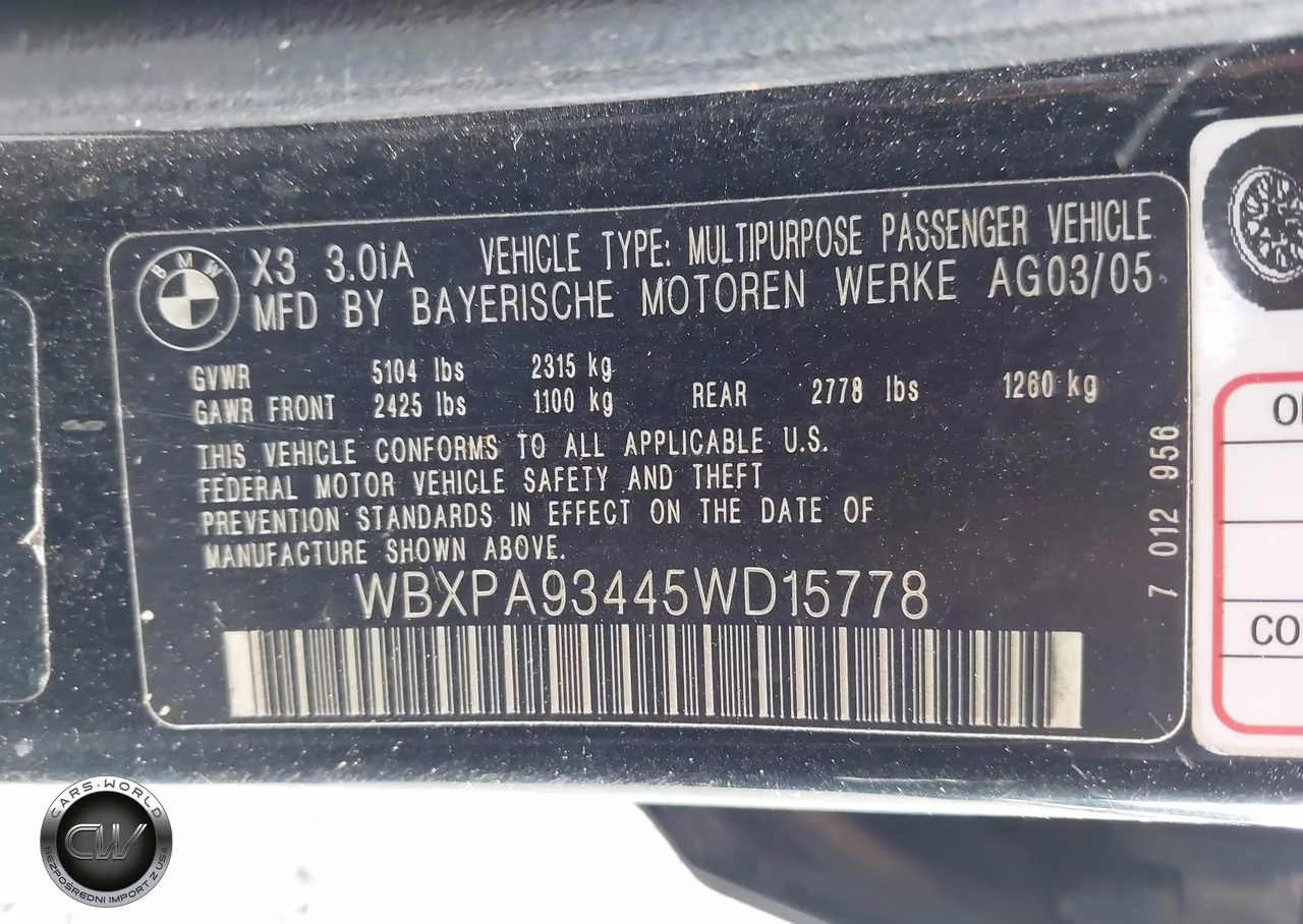 2005 BMW X3 3.0I VIN:WBXPA93445WD15778 - 9