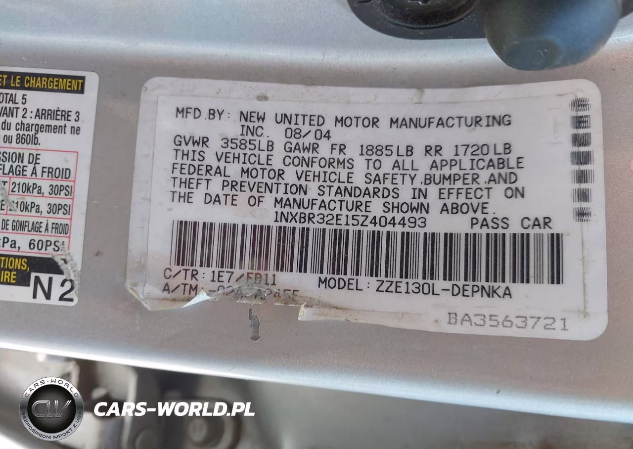 2005 Toyota Corolla Le VIN:1NXBR32E15Z404493 - 9