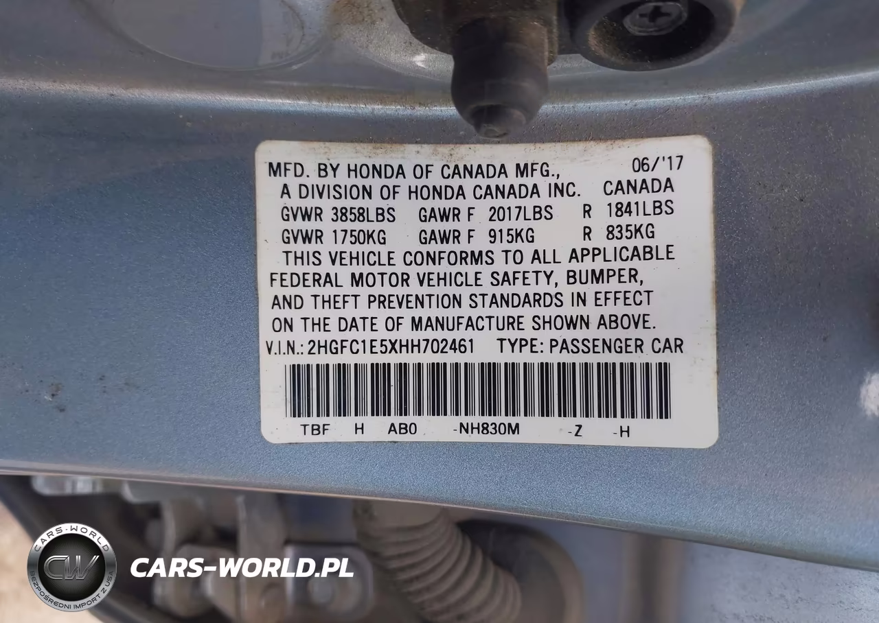 2017 Honda Civic Si VIN:2HGFC1E5XHH702461 - 9