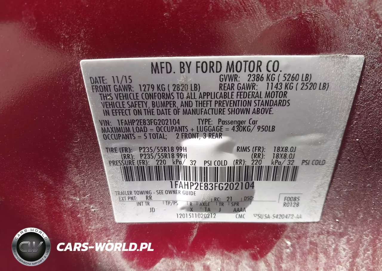 2015 Ford Taurus Sel VIN:1FAHP2E83FG202104 - 9