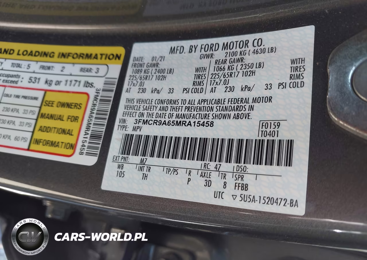 2021 Ford Bronco Sport VIN:3FMCR9A65MRA15458 - 9