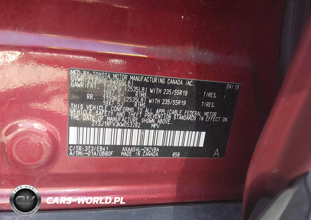 2019 Toyota Rav4 Adventure VIN:2T3J1RFV3KW053282 - 9